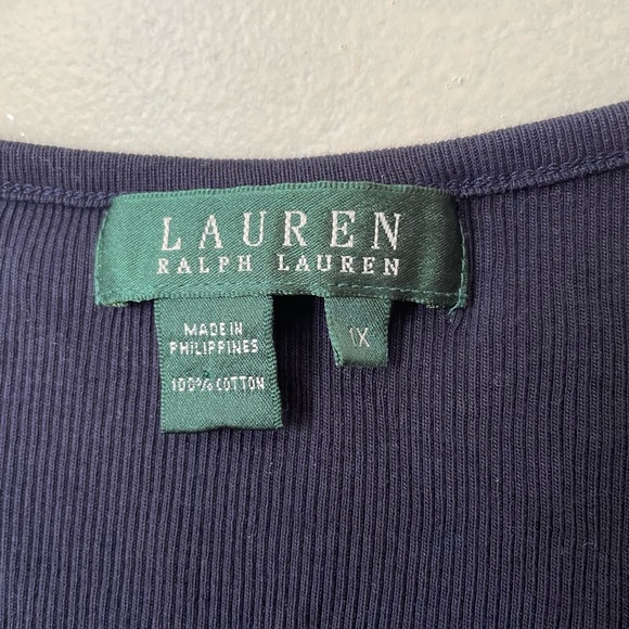 Lauren Ralph Lauren lace trim tank navy blue size 1X feminine y2k sleeveless - Picture 2 of 6